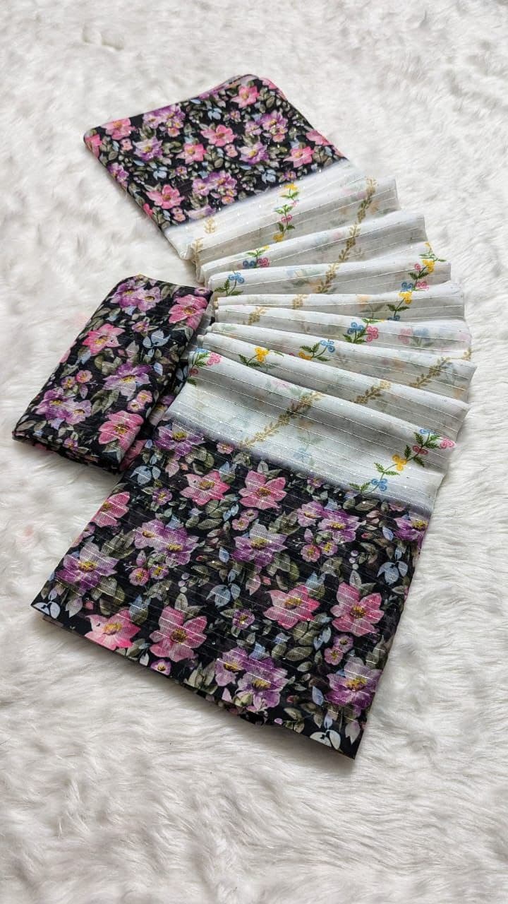 Hooriya Fashion traditional clothing featuring floral black fabric with matching white embroidered dupatta