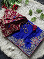 DESIGNER SAREE WITH READYMADE BLOUSE-Blue