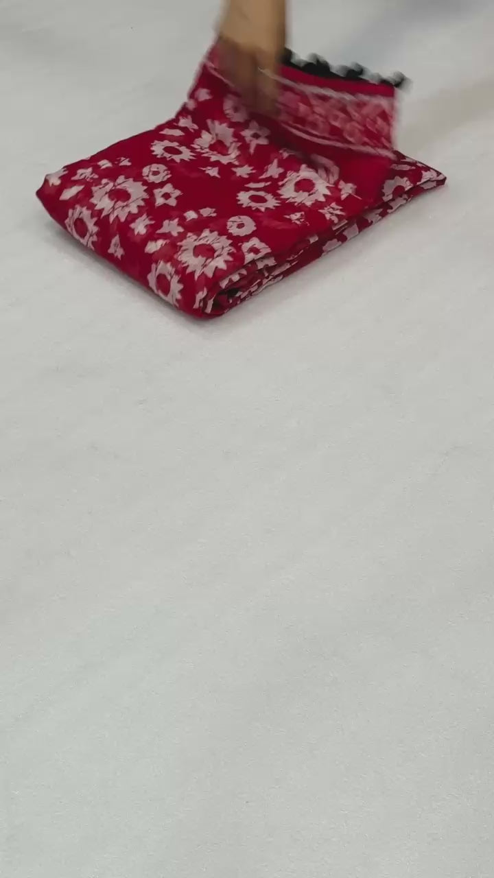 Hooriya fashions - soft Cotton ikkat print sarees