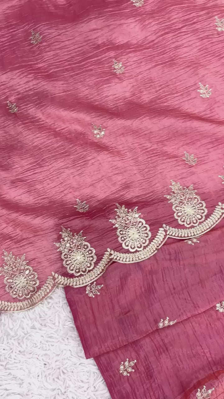 Embroidery Sequence Work Gown With Fully Stiched and Dupatta Ready to Wear