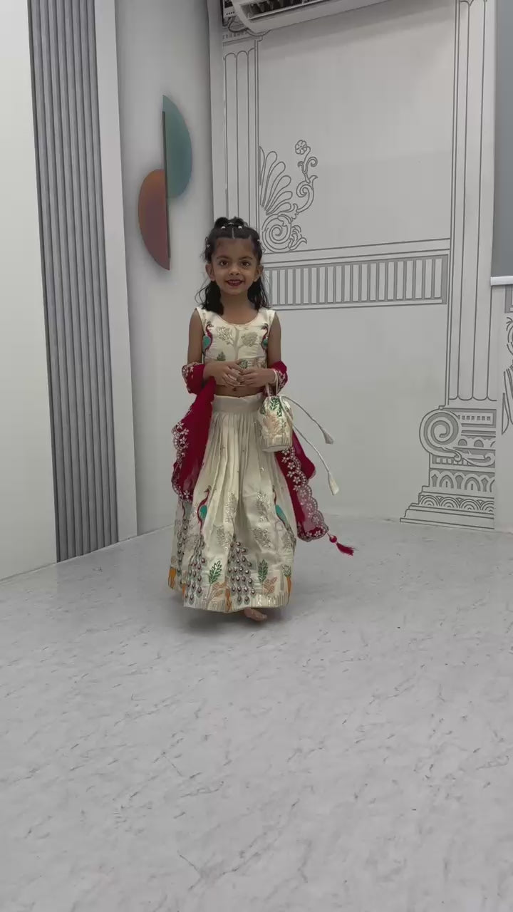 Hooriya fashions - Kids Special Embroidered Lehenga Choli with Beautiful Purce.