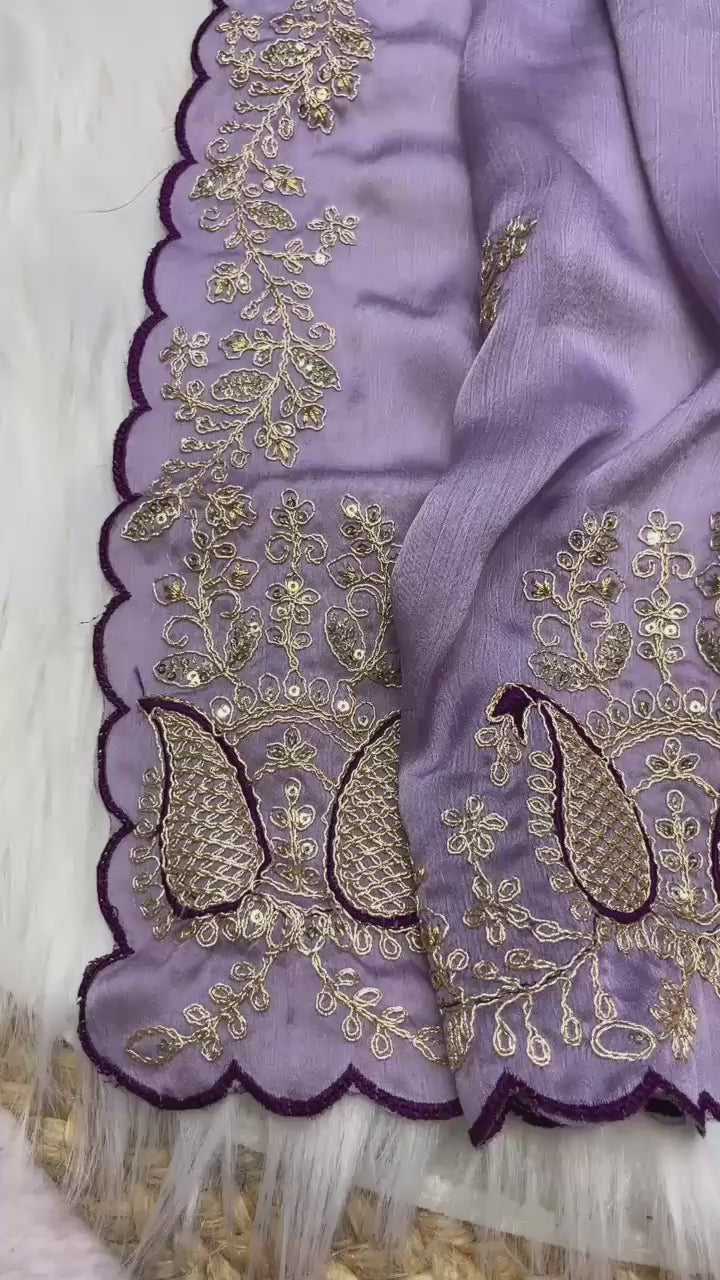 Hooriya fashions -  soft satin chiffon saree
