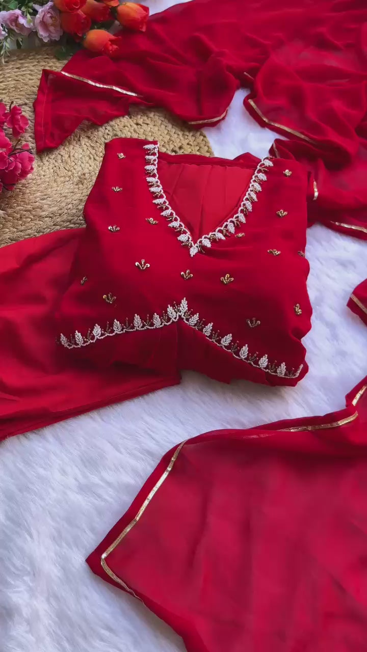 Hooriya fashions - Party Wear Look Fox Gerorrget Gown With Dupatta , pant.