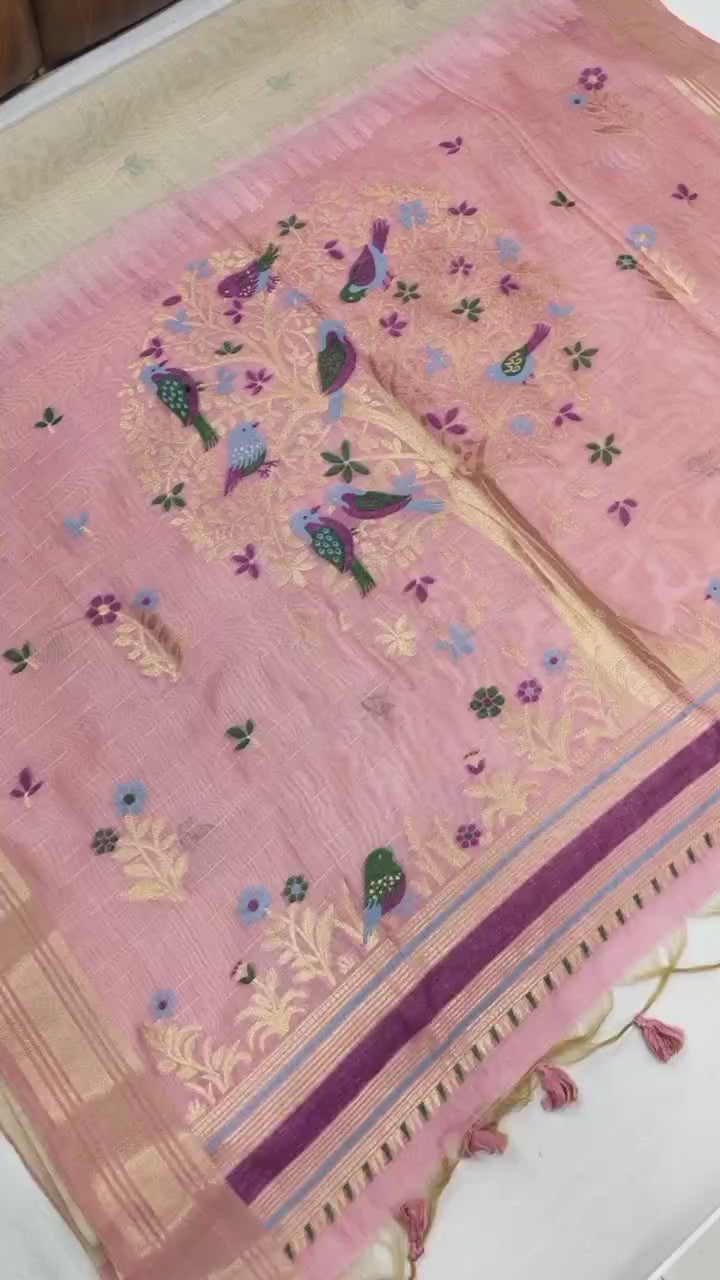 HOORIYA FASHIONS - PREMIUM SOFT MUGA COTTON SAREE.