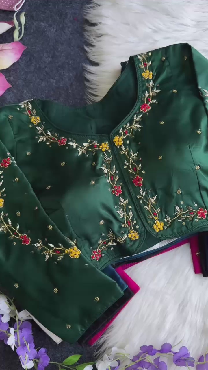 HOORIYA FASHIONS - GOLDEN HANDWORK WITH COLOURFULL THREAD AND SEQUENCE ALL OVER BLOUSE