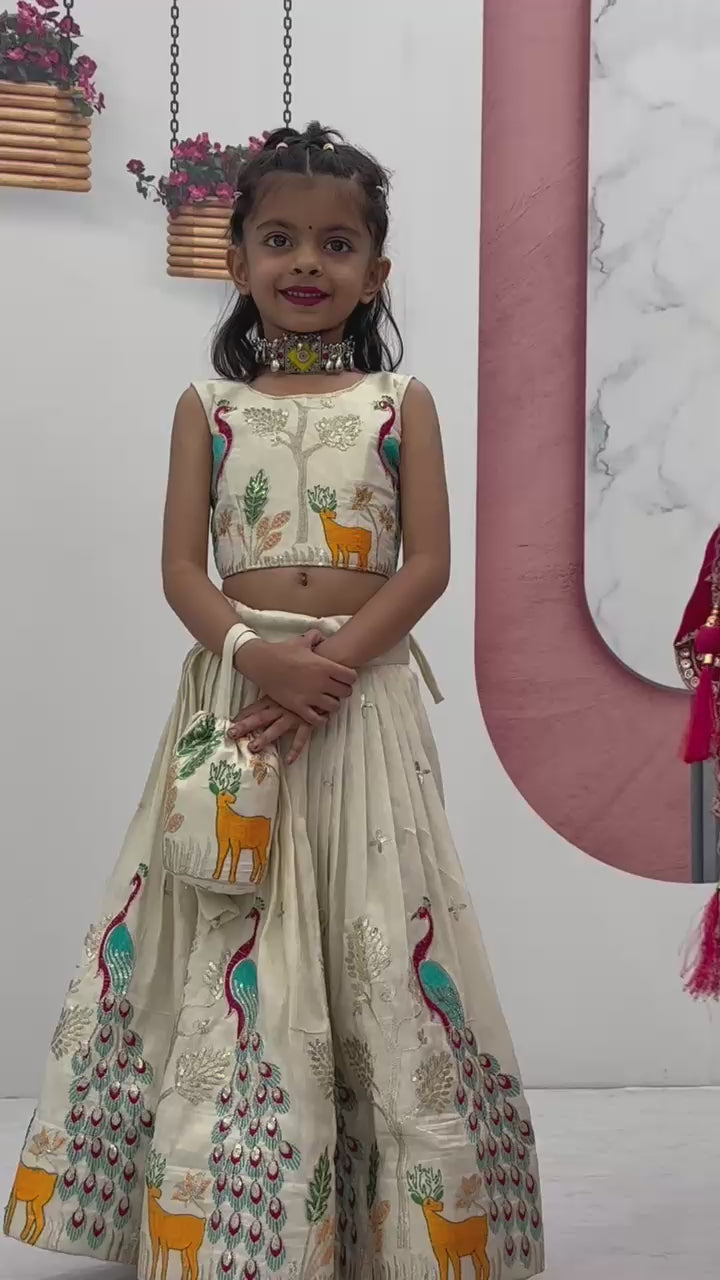 Hooriya fashions - Kids Special Embroidered Lehenga Choli with Beautiful Purce.