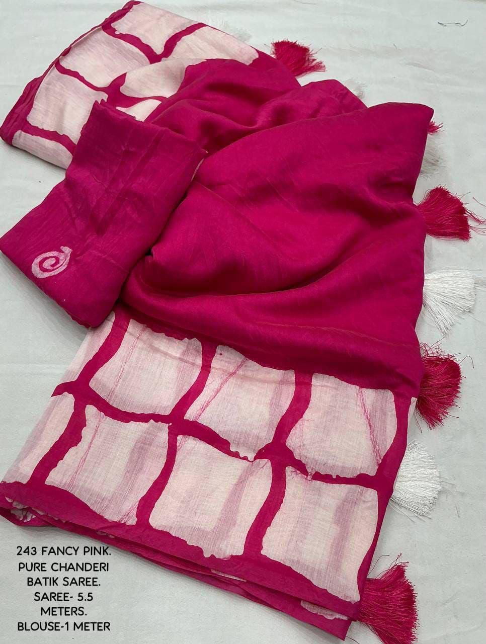 Hooriya Fashions - New pure chanderi batik sarees.