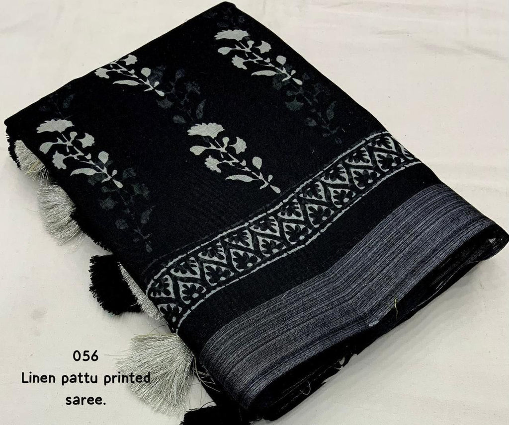 Hooriya Fashions - New linen pattu border printed Saree.