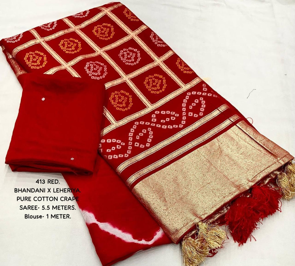 Hooriya Fashions - New supery designed traditional bhandani leheriya saree.