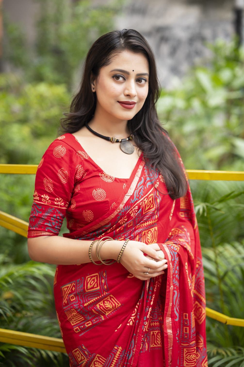 Hooriya Fashions - Premium hand block printed ajrakh saree.